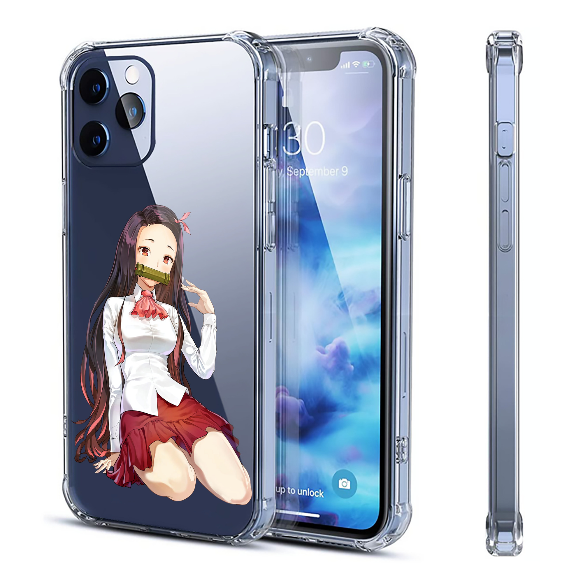 （画像用） 鬼滅の刃（きめつのやいば）竈門 禰󠄀豆子／かまど ねずこ Kamado Nezuko 【iPhone 12シリーズ対応】透明スマホケース（クリアソフトケース）